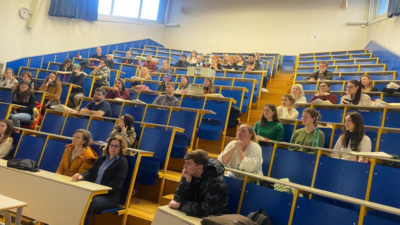 Utrinek s sprejema tujih študentk in študentov na Filozofski fakulteti